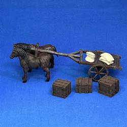 Draft Horse Cart w/crates and sacks (painted)